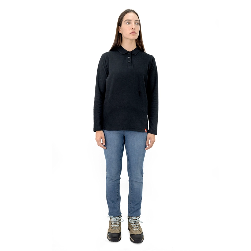POLERA PIQUE QUEBEC MANGA LARGA NEGRO MUJER - 5