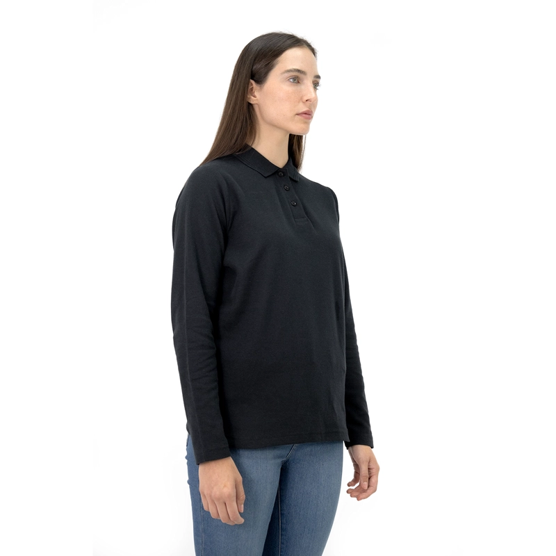 POLERA PIQUE QUEBEC MANGA LARGA NEGRO MUJER - 7