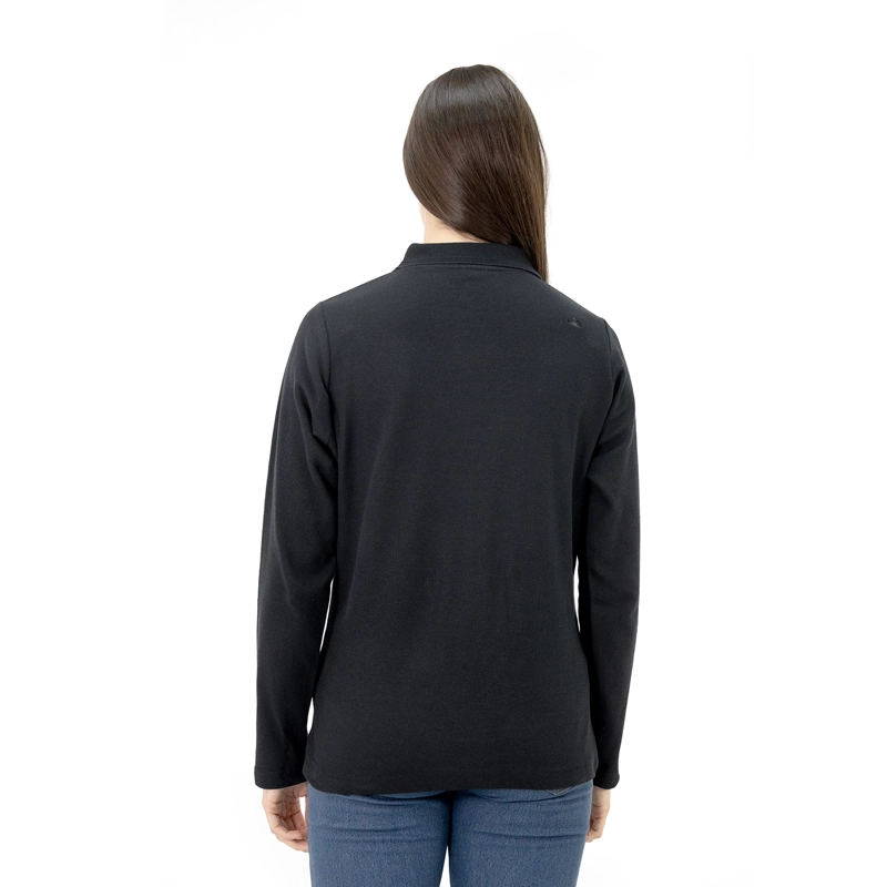 POLERA PIQUE QUEBEC MANGA LARGA NEGRO MUJER - 8