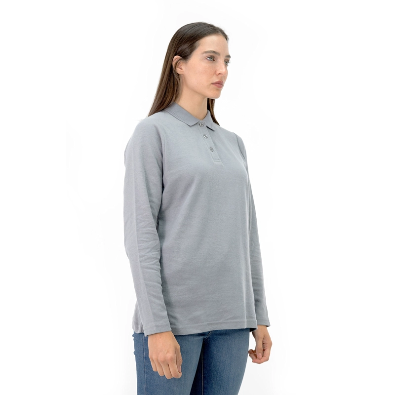 POLERA PIQUE QUEBEC MANGA LARGA GRIS MUJER - 2