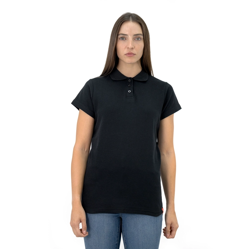 POLERA PIQUE QUEBEC MANGA CORTA NEGRO MUJER - 1
