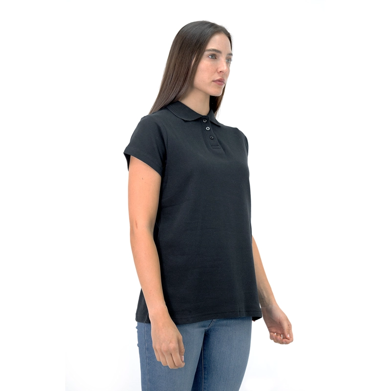 POLERA PIQUE QUEBEC MANGA CORTA NEGRO MUJER - 2
