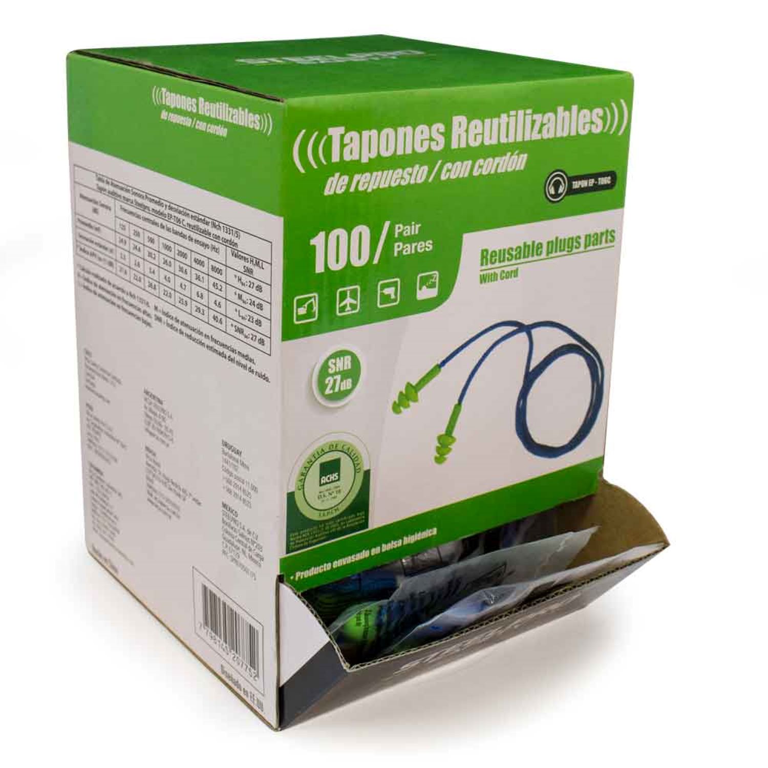 TAPÓN STEELPRO AUDITIVO TPR EP-T06C BOLSA 100 PARES - 2
