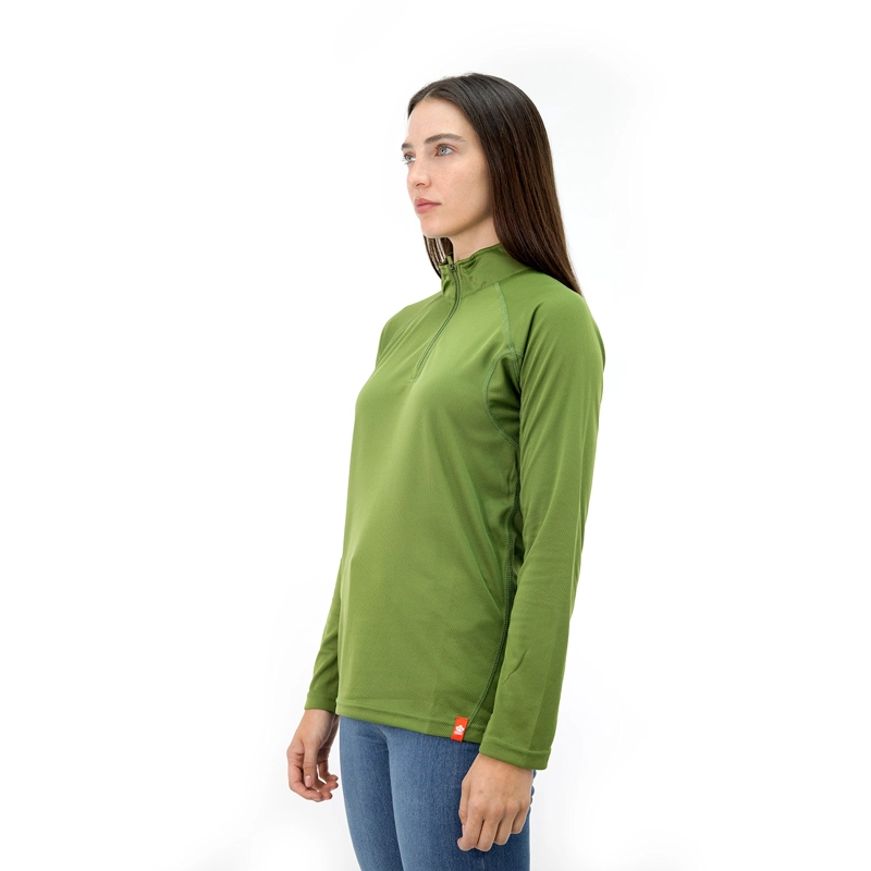 POLERA QUEBEC HALF-ZIP MUJER VERDE OLIVA - 3