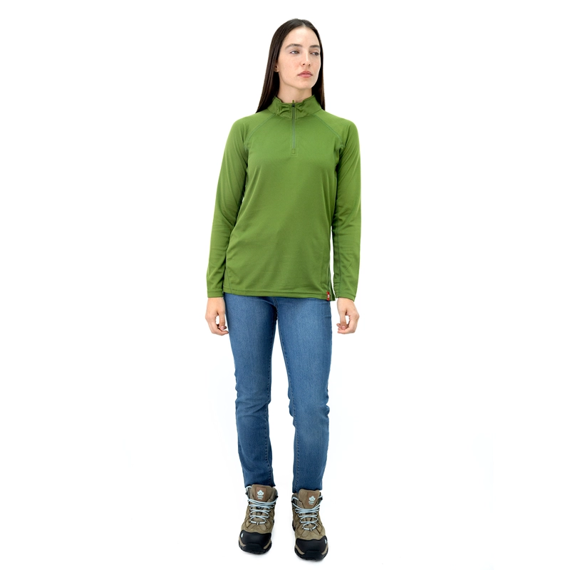 POLERA QUEBEC HALF-ZIP MUJER VERDE OLIVA - 5