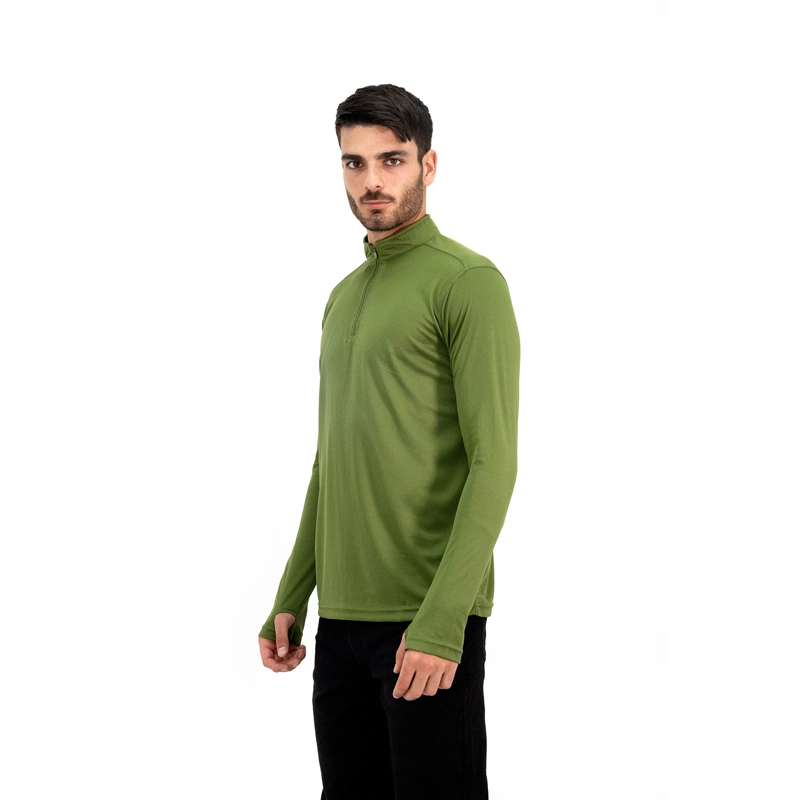 POLERA QUEBEC HALF-ZIP VERDE OLIVA HOMBRE - 2