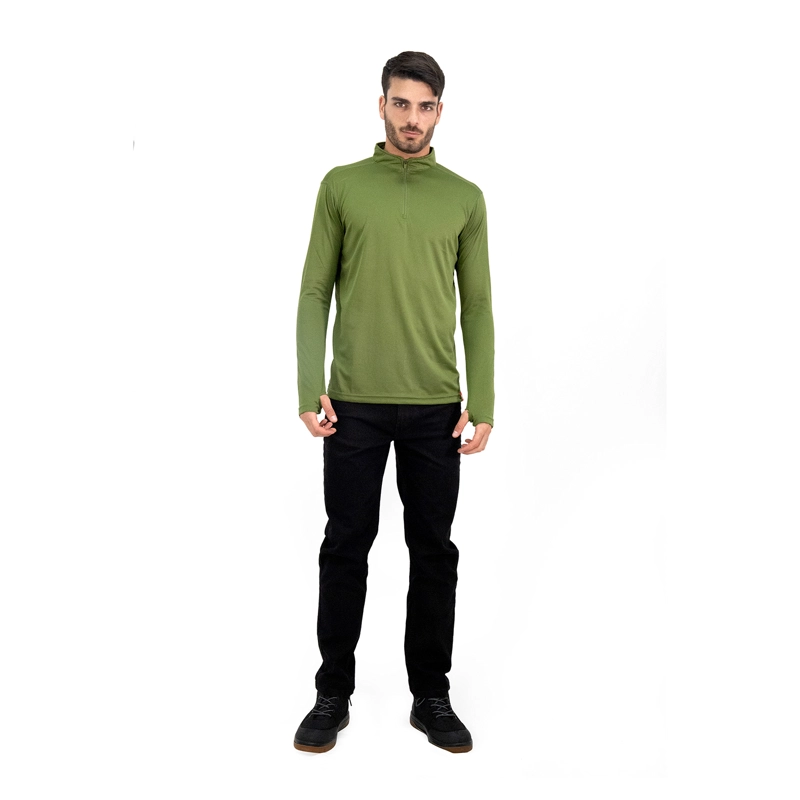 POLERA QUEBEC HALF-ZIP VERDE OLIVA HOMBRE - 4