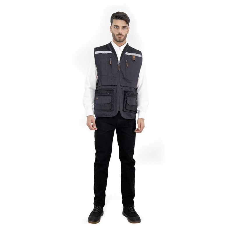 CHALECO GEOLOGO GABARDINA QUEBEC GRIS - 1