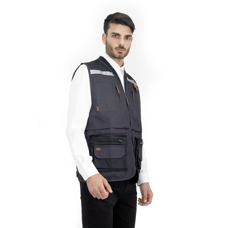 CHALECO GEOLOGO GABARDINA QUEBEC GRIS - 2