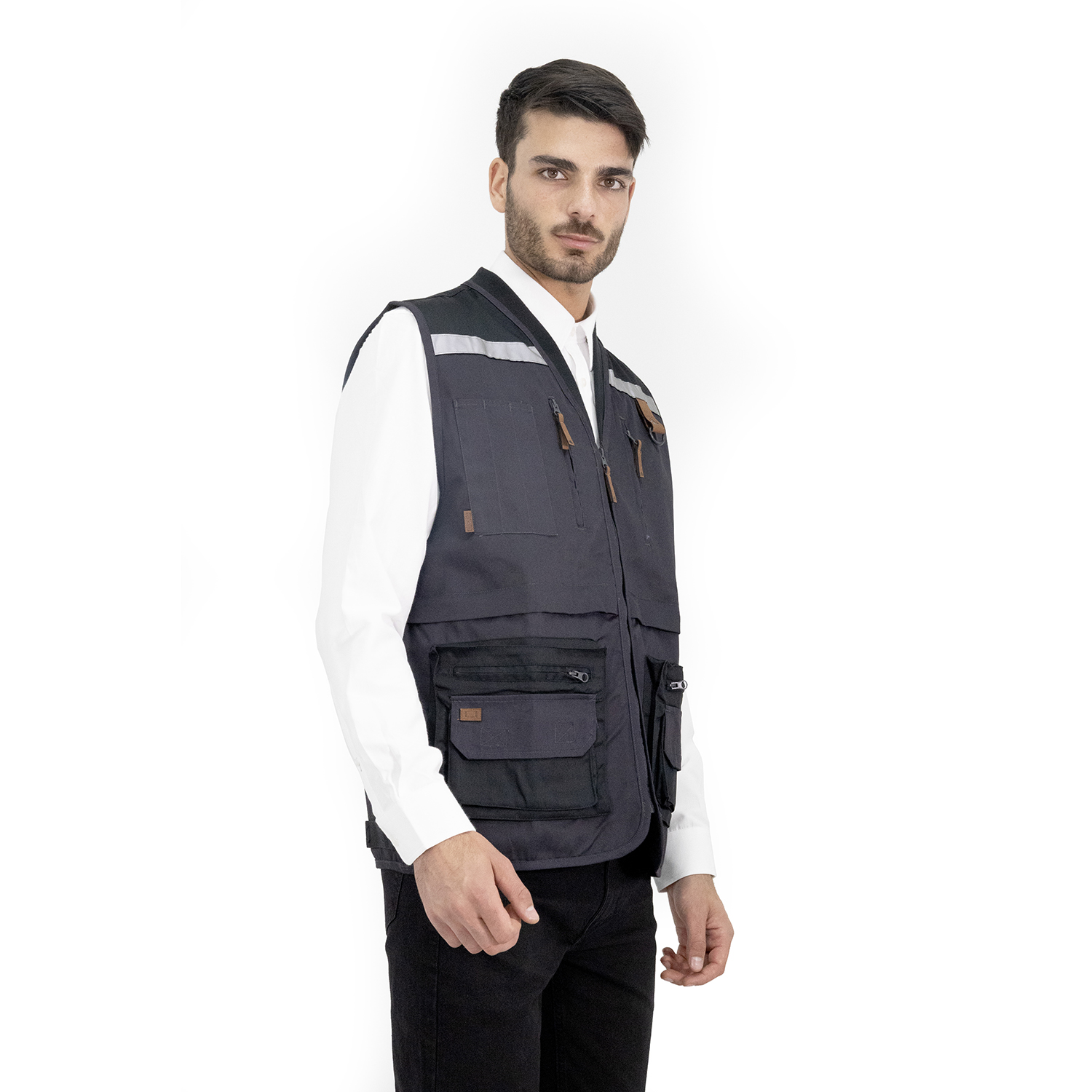 CHALECO GEOLOGO GABARDINA QUEBEC GRIS - 2