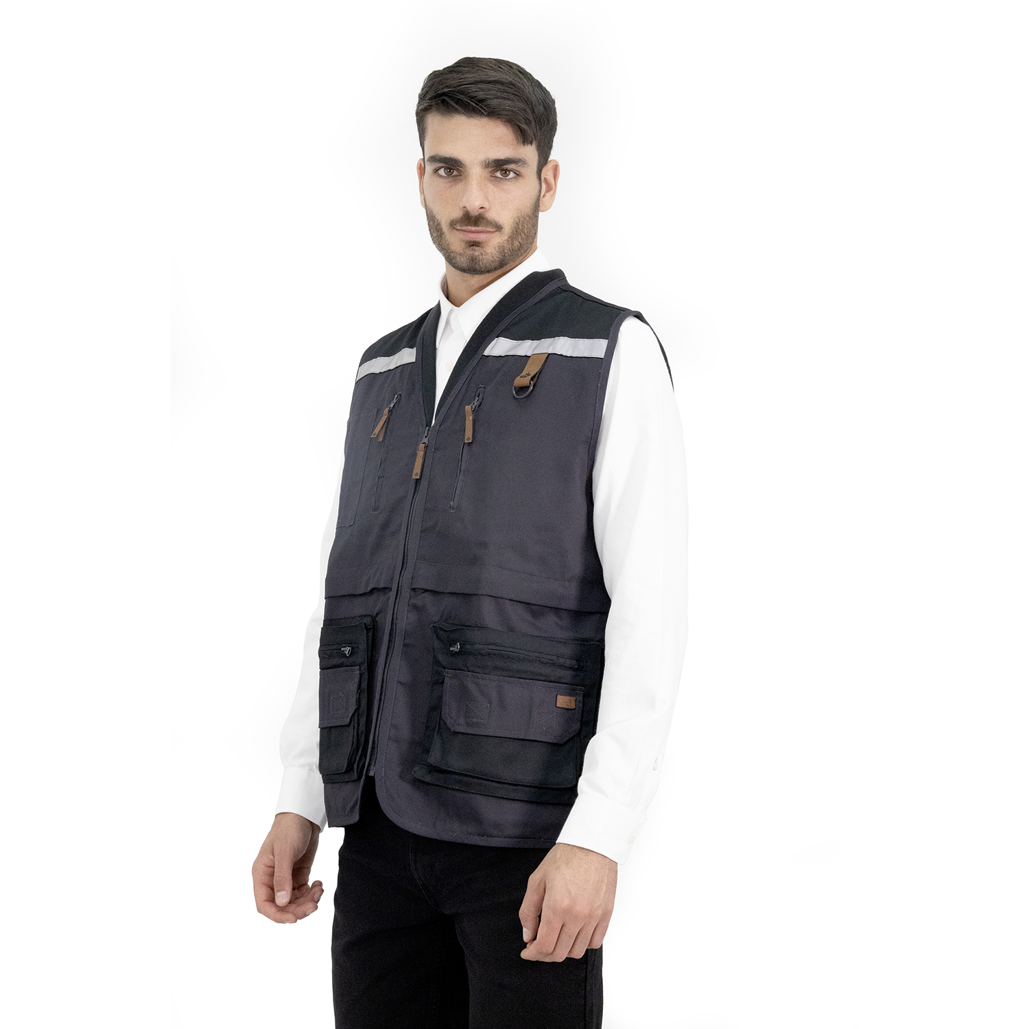 CHALECO GEOLOGO GABARDINA QUEBEC GRIS - 3