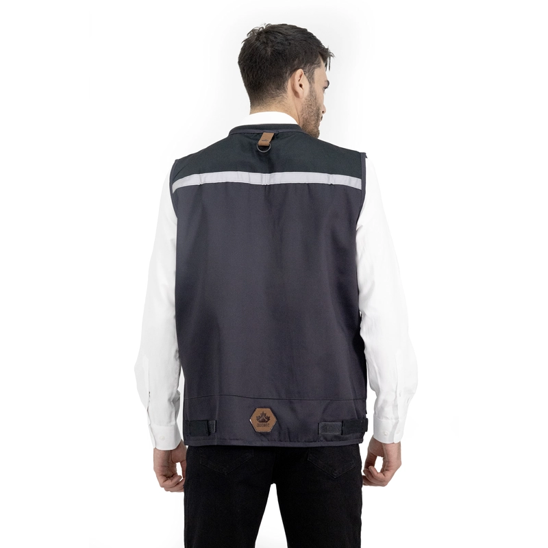 CHALECO GEOLOGO GABARDINA QUEBEC GRIS - 4