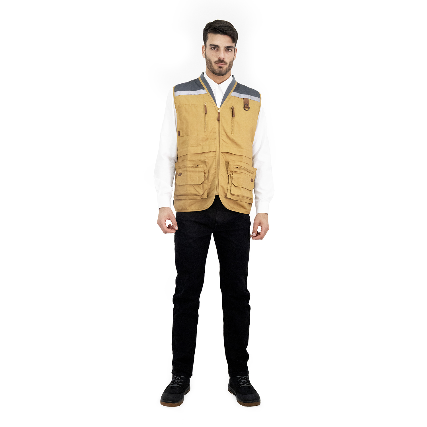CHALECO GEOLOGO GABARDINA QUEBEC CAMEL - 1