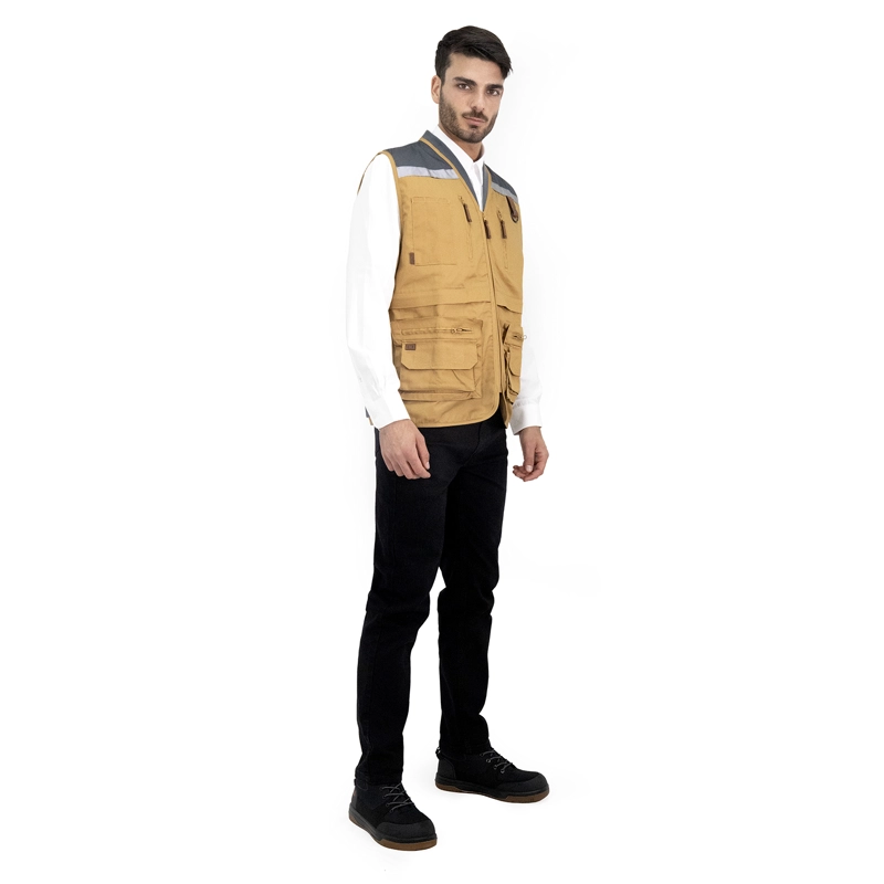 CHALECO GEOLOGO GABARDINA QUEBEC CAMEL - 2