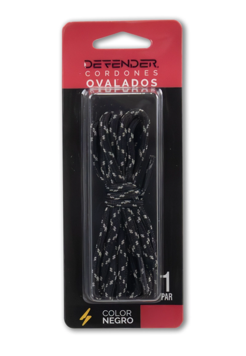 CORDONES DEFENDER OVALADO NEGRO LARGE - 2