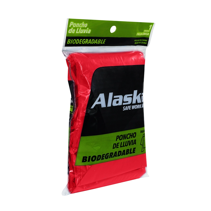 PONCHO DE EMERGENCIA BIODEGRADABLE ALASKA ROJO - 4