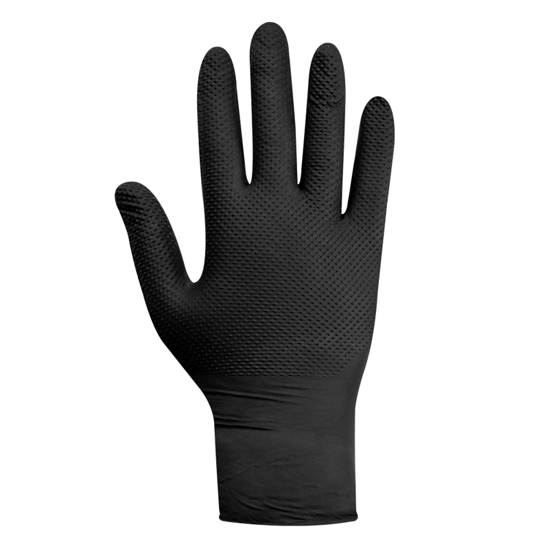 GUANTE NITRILO TEXTURIZADO NEGRO 8GR STEELPRO RAVEN 100UDS - 3