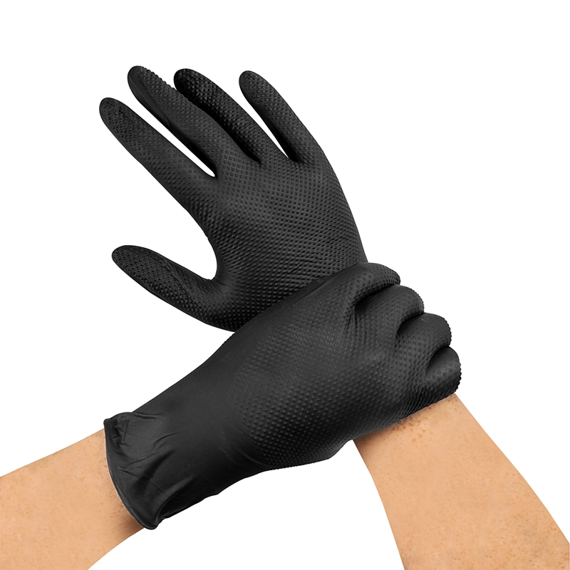 GUANTE NITRILO TEXTURIZADO NEGRO 8GR STEELPRO RAVEN 100UDS - 4