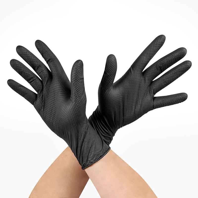 GUANTE NITRILO TEXTURIZADO NEGRO 8GR STEELPRO RAVEN 100UDS - 5