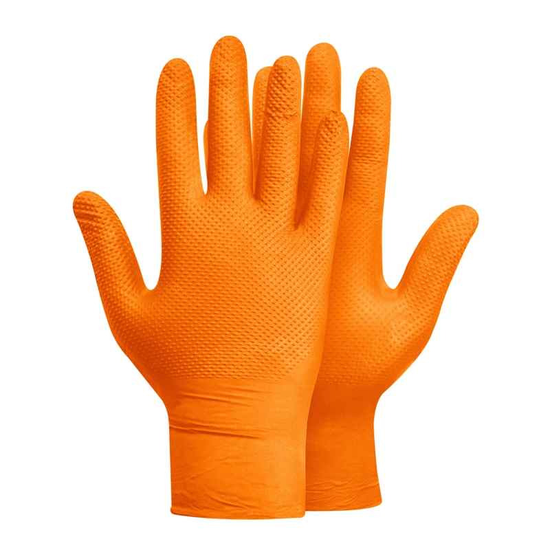 GUANTE NITRILO TEXTURIZADO NARANJO 8GR STEELPRO RAVEN 100UDS - 2