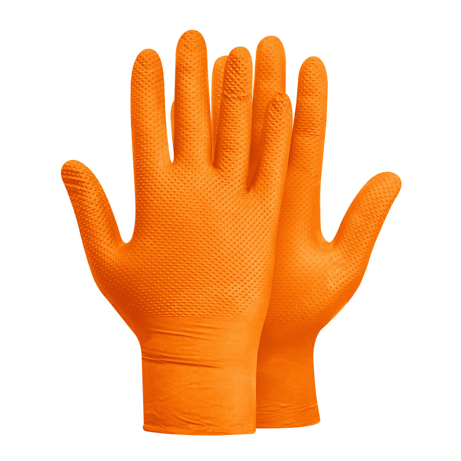 GUANTE NITRILO TEXTURIZADO NARANJO 8GR STEELPRO RAVEN 100UDS - 2