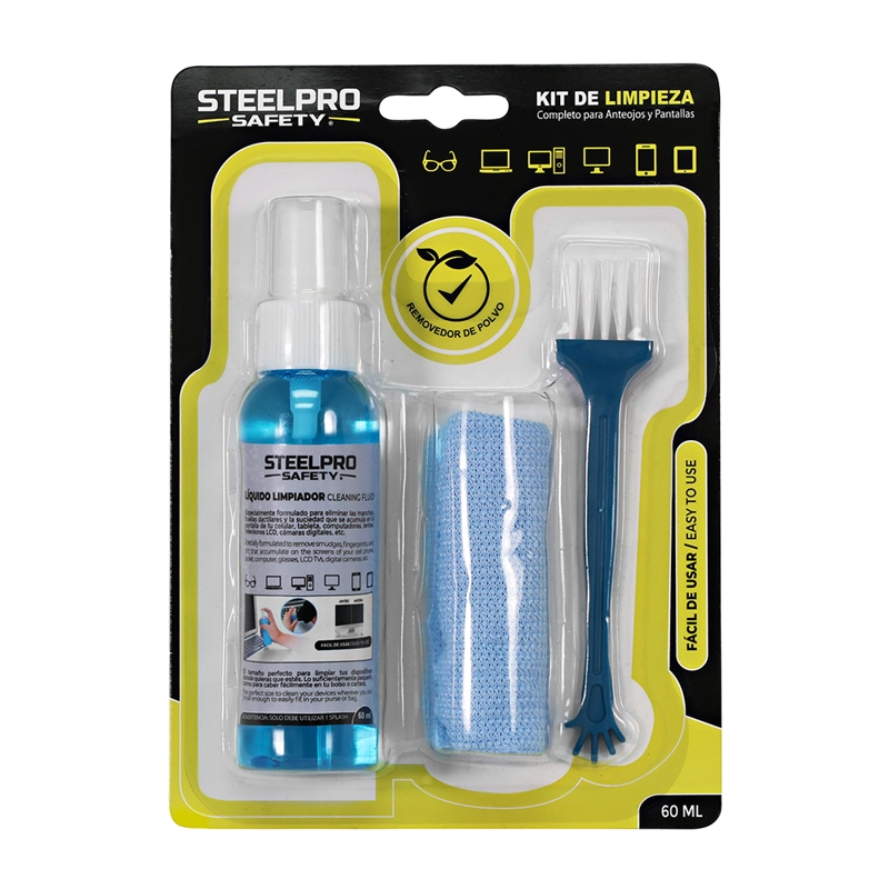 KIT DE LIMPIEZA PARA LENTES Y PANTALLAS STEELPRO - 1