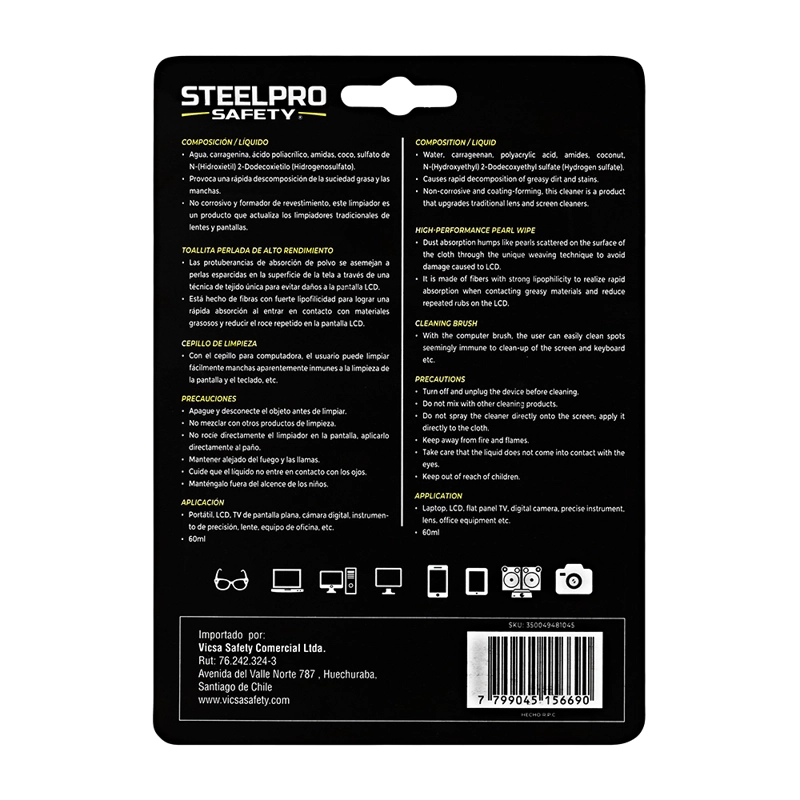 KIT DE LIMPIEZA PARA LENTES Y PANTALLAS STEELPRO - 7