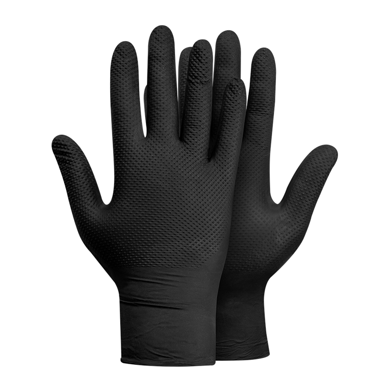 GUANTE RAVEN NITRILO TEXTURIZADO NEGRO 8 GR STEELPRO 50UND - 7