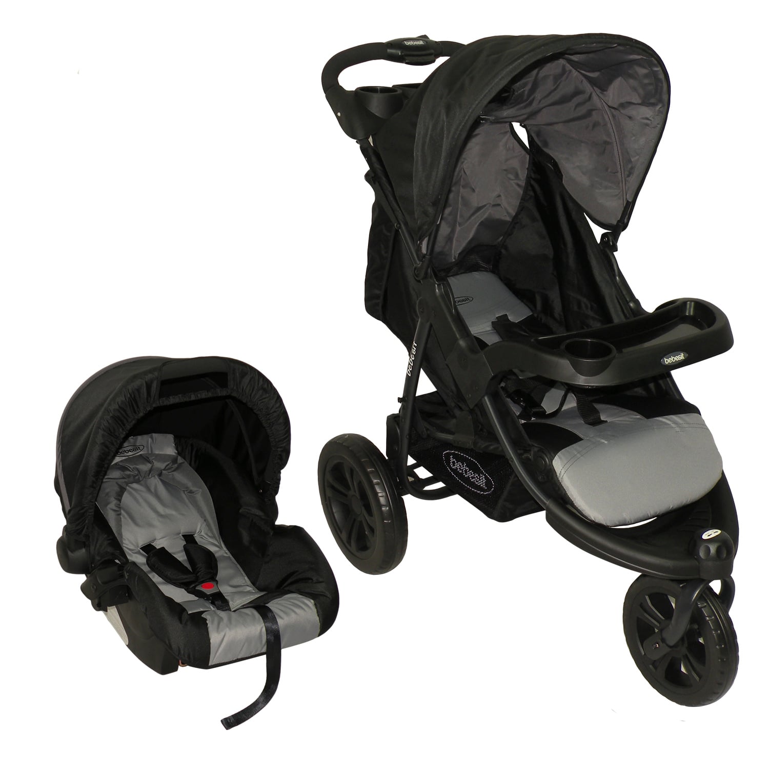 COCHE TRAVEL SYSTEM FOX NEGRO CON GRIS BEBESIT - 1