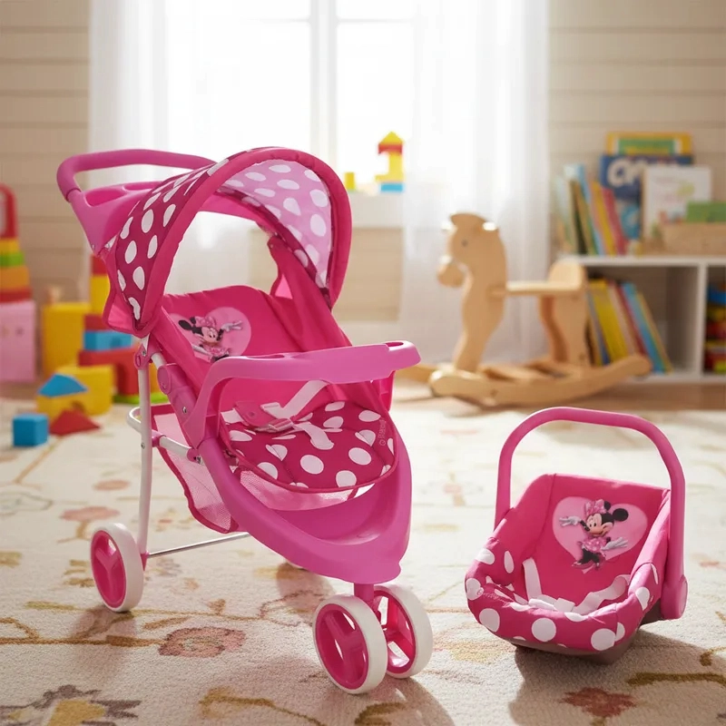 COCHE TRAVEL JOGGER DE JUGUETE DISNEY ROSADO PARA MUÑECA MINNIE - 2