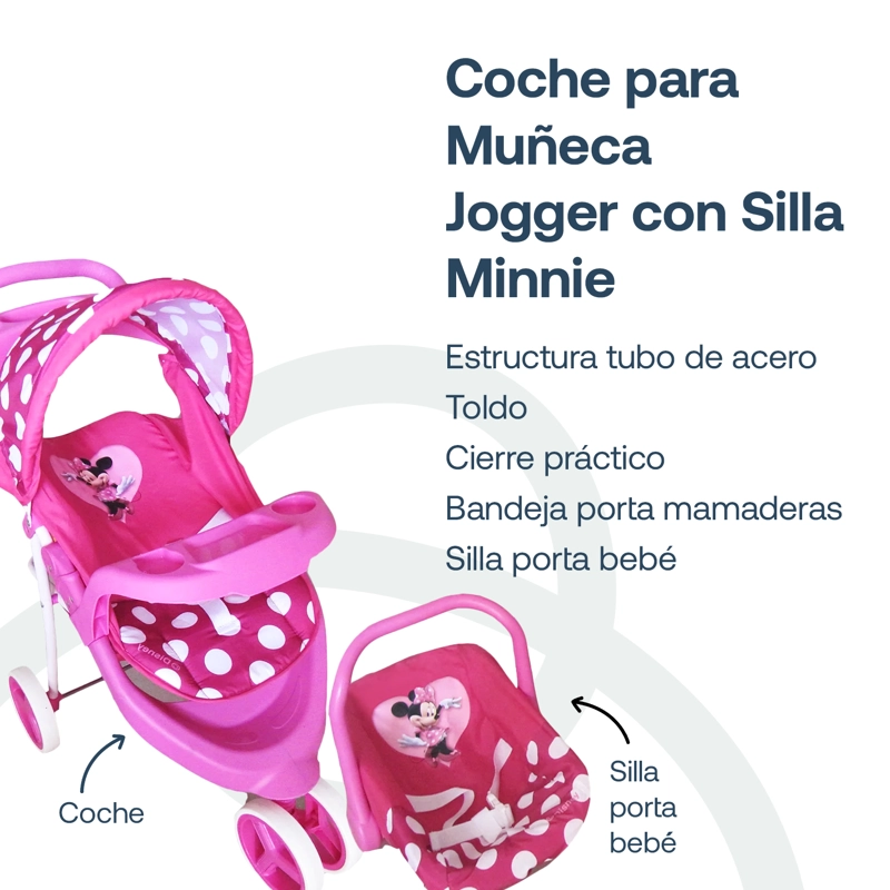 COCHE TRAVEL JOGGER DE JUGUETE DISNEY ROSADO PARA MUÑECA MINNIE - 4