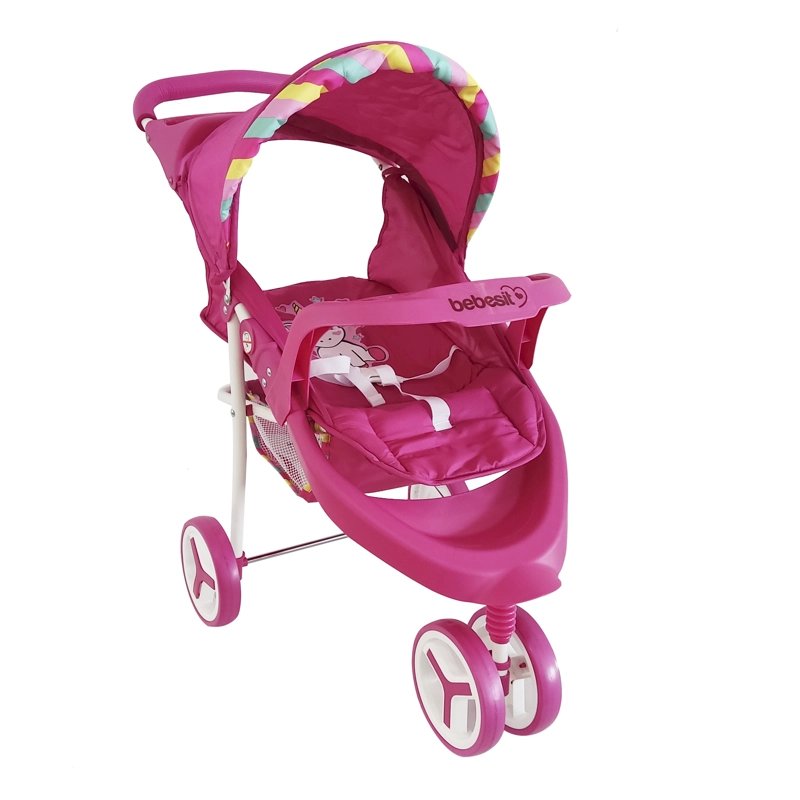 COCHE DE JUGUETE PARA MUÑECA BEBESIT ROSADO JOGGER UNICORNIO - 1
