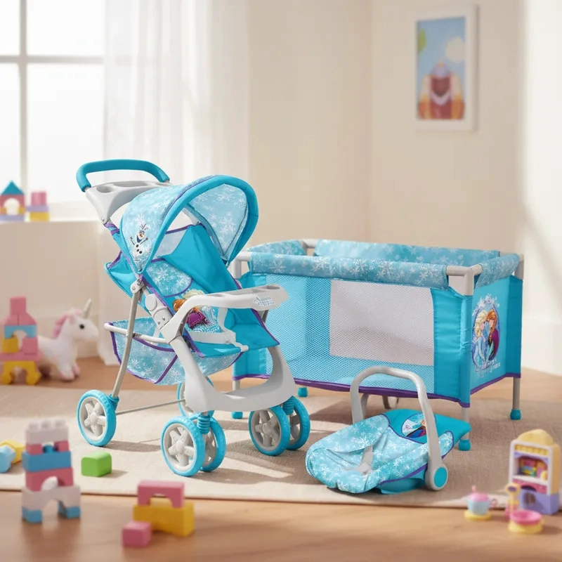 COCHE TRAVEL DE JUGUETE DISNEY AZUL PARA MUÑECA + CUNA FROZEN - 2