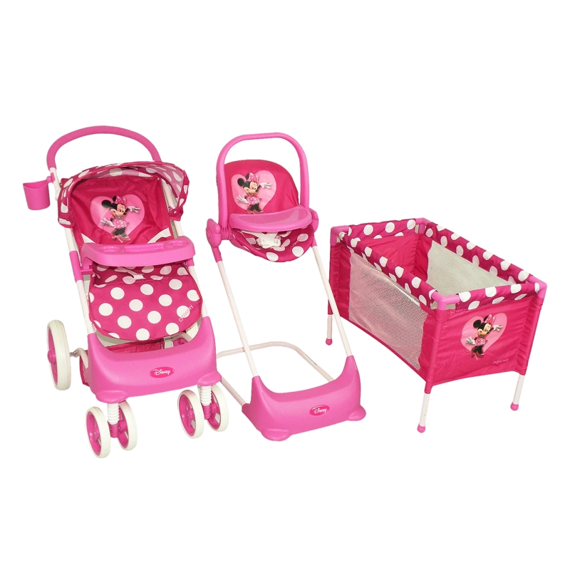 JUGUETE DISNEY PARA MUÑECA COCHE CUNA Y SILLA DE COMER MINNIE - 1