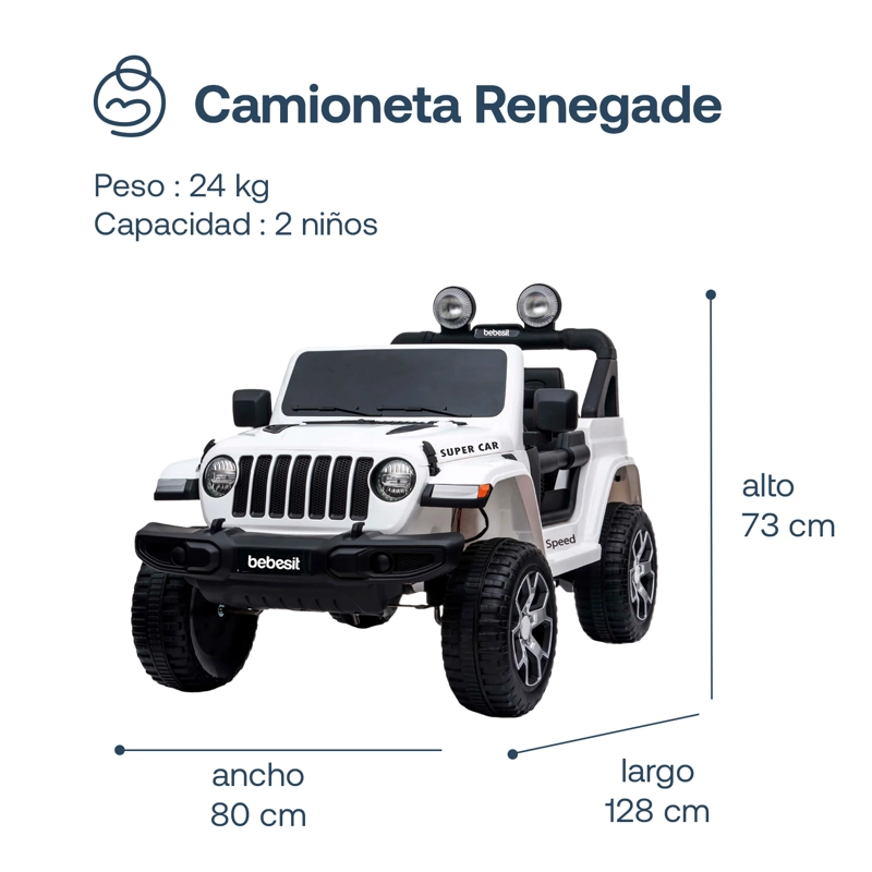 CAMIONETA ELE CTRICA BEBESIT RENEGADE - BLANCO - 4
