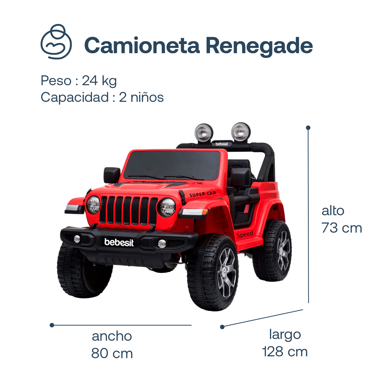 CAMIONETA ELE CTRICA BEBESIT RENEGADE - ROJO - 4