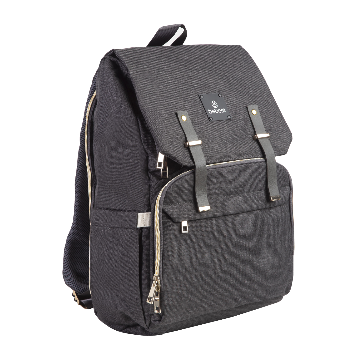 MOCHILA BEBESIT MATERNAL MUDADOR MELANGE NEGRO - 1