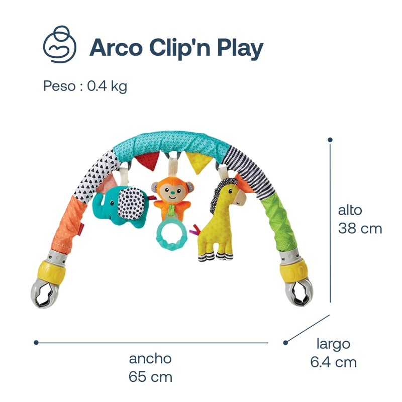 ARCO INFANTINO MÓVIL INTERACTIVO SENSORIAL BEBÉ COCHE MULTICOLOR - 3