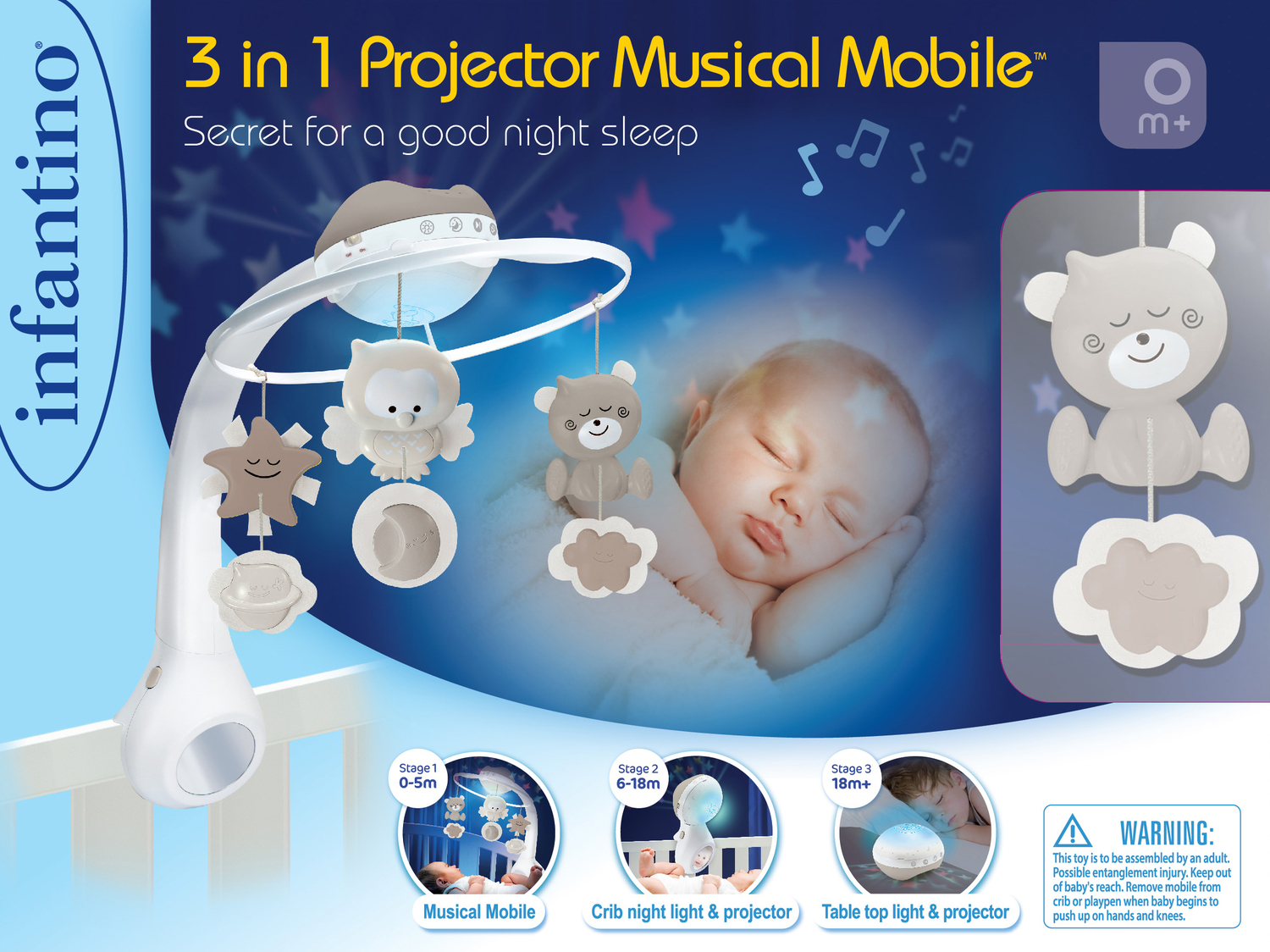 PROYECTOR MUSICAL 3 EN 1 AZUL INFANTINO - 3