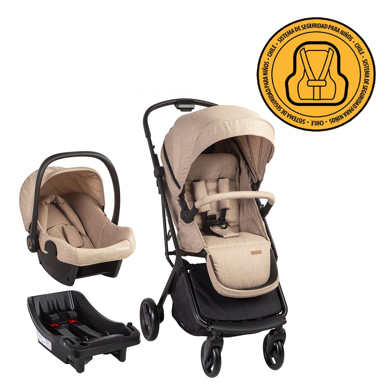 COCHE BEBESIT TRAVEL SYSTEM SWIFT 360 GRADOS 3 EN 1 BEIGE - 2
