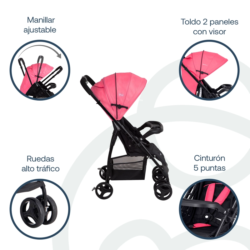 COCHE BEBESIT TRAVELSYSTEM GOLITE 5232 PINK ROSA - 3