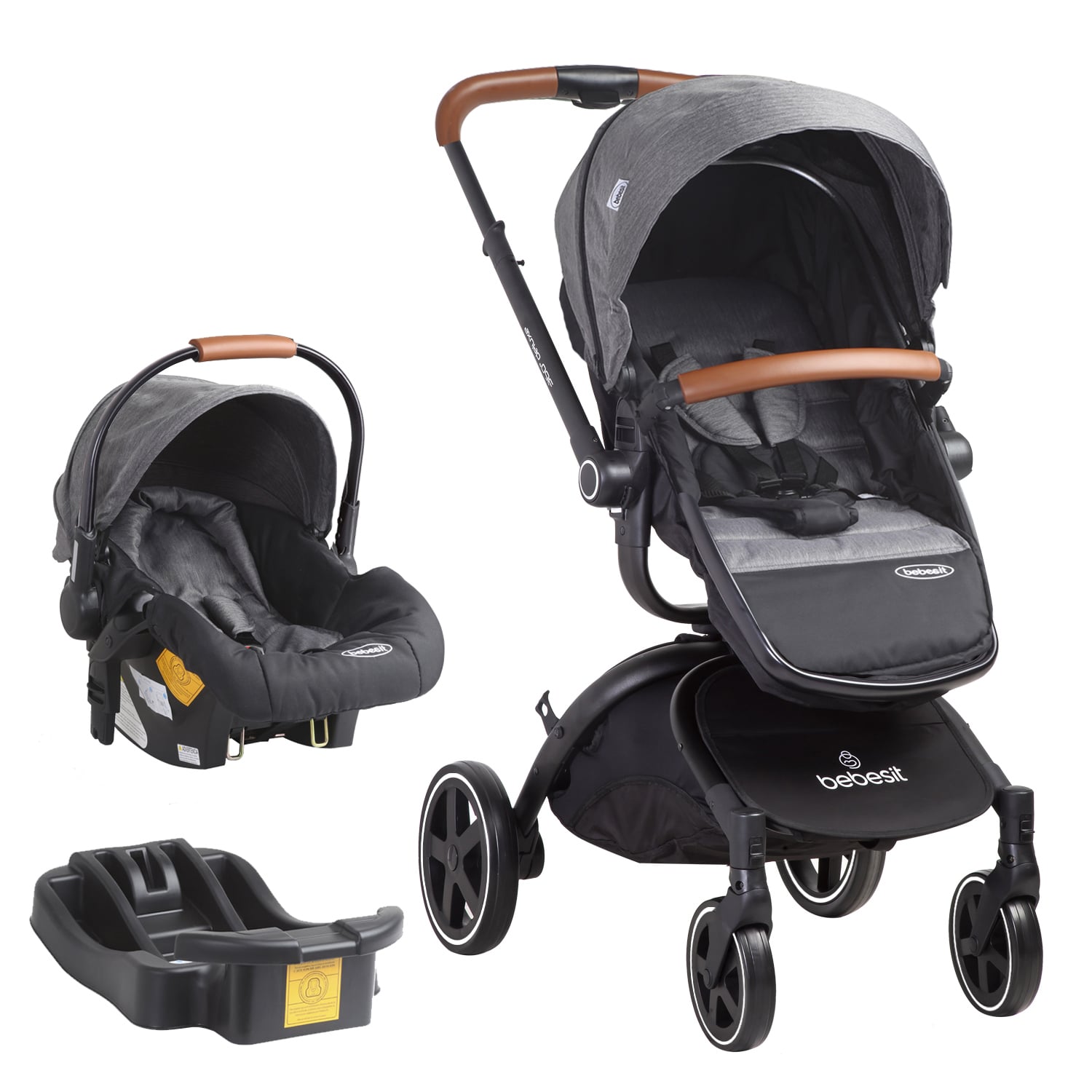 COCHE TRAVEL SYSTEM DELUXE 360° SX GRIS - 1