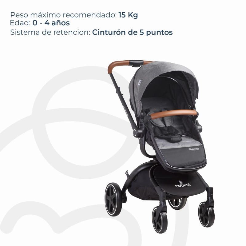 COCHE TRAVEL SYSTEM DELUXE 360° SX GRIS - 6