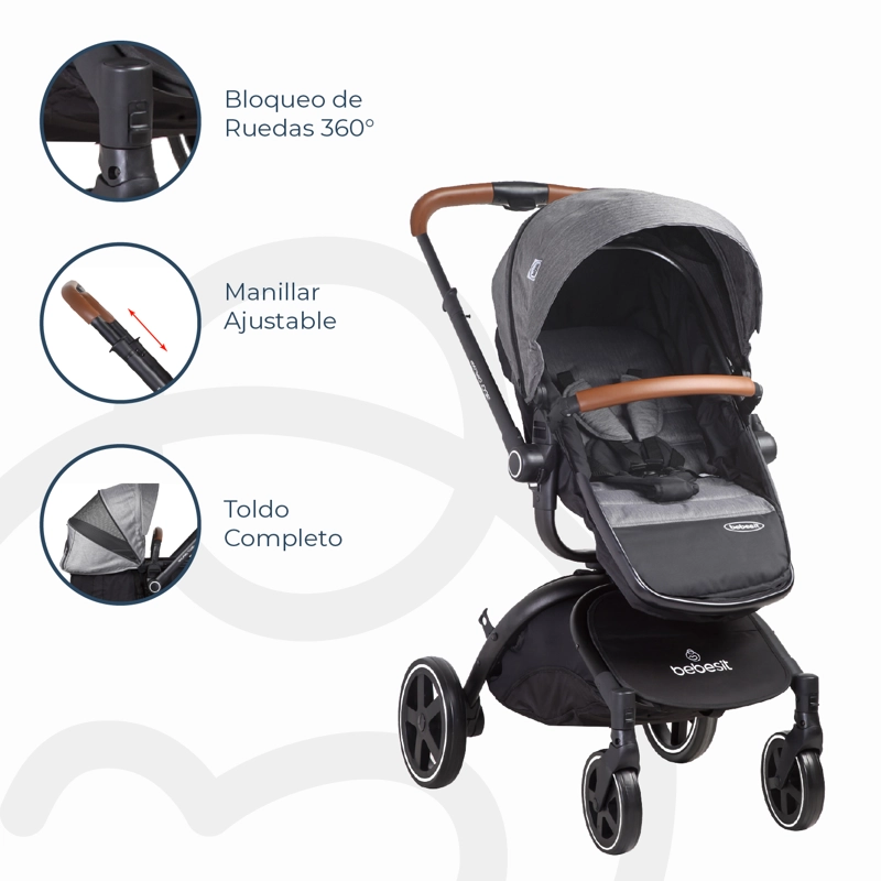 COCHE TRAVEL SYSTEM DELUXE 360° SX GRIS - 7