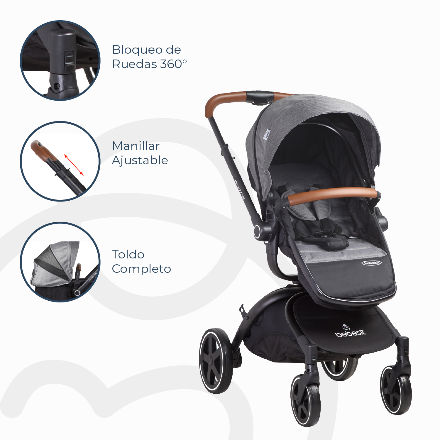COCHE TRAVEL SYSTEM DELUXE 360° SX GRIS - 7