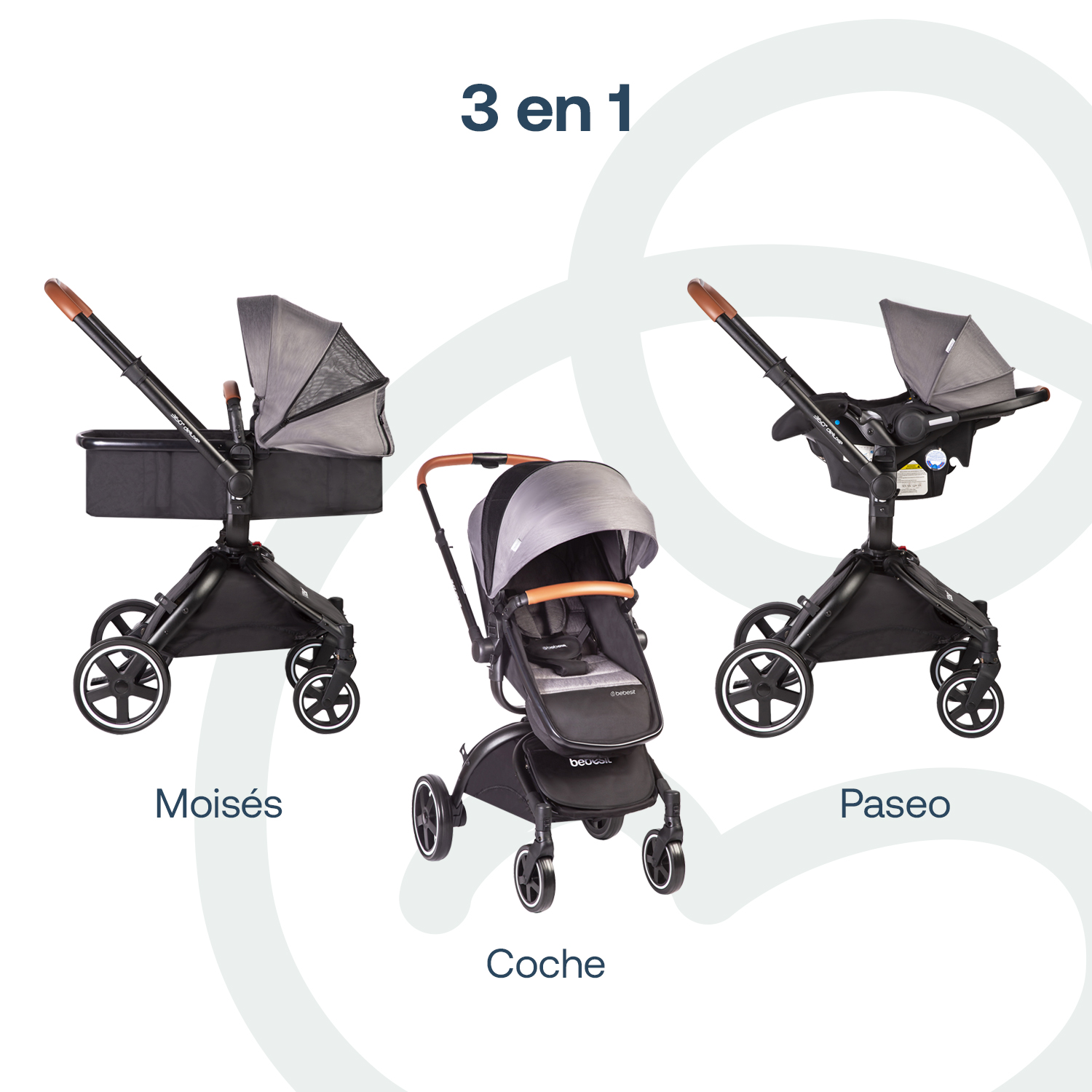 COCHE TRAVEL SYSTEM DELUXE 360° SX GRIS - 9