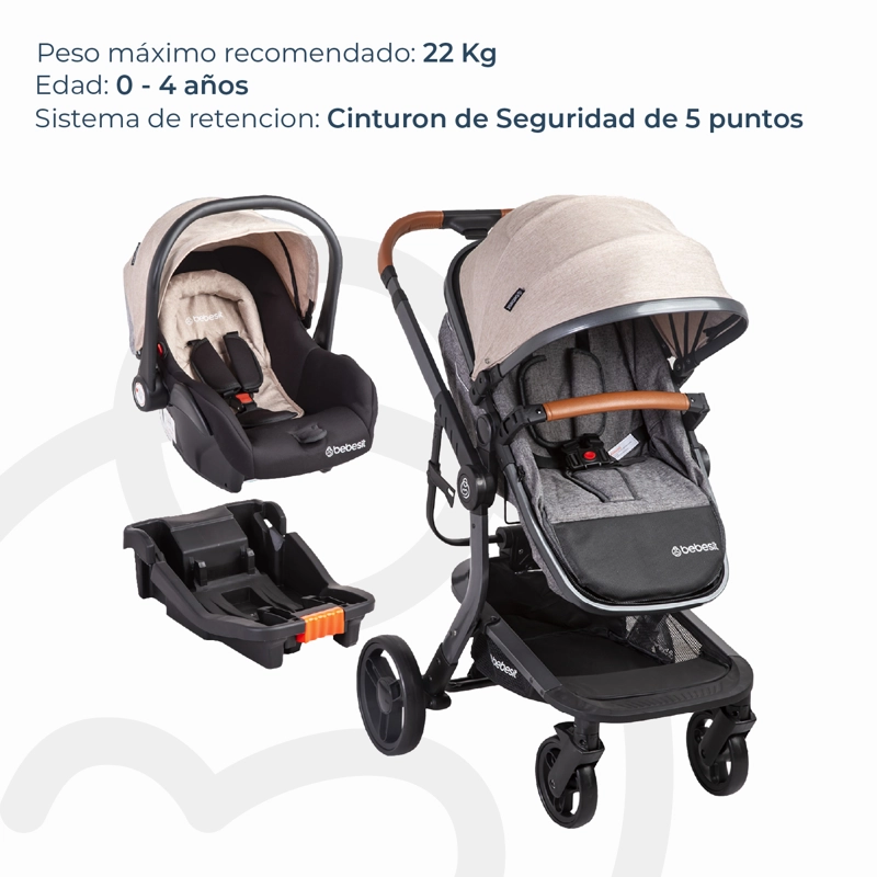 COCHE CUNA BEBESIT TRAVEL SYSTEM TAURUS BEIGE - 5