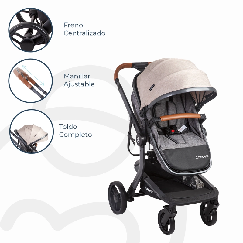 COCHE CUNA BEBESIT TRAVEL SYSTEM TAURUS BEIGE - 6