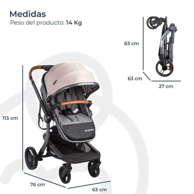 COCHE CUNA BEBESIT TRAVEL SYSTEM TAURUS BEIGE - 8