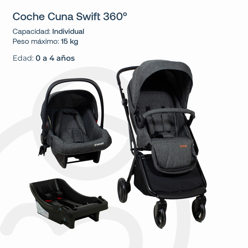 COCHE BEBESIT TRAVEL SYSTEM 360 SWIFT GRIS - 5
